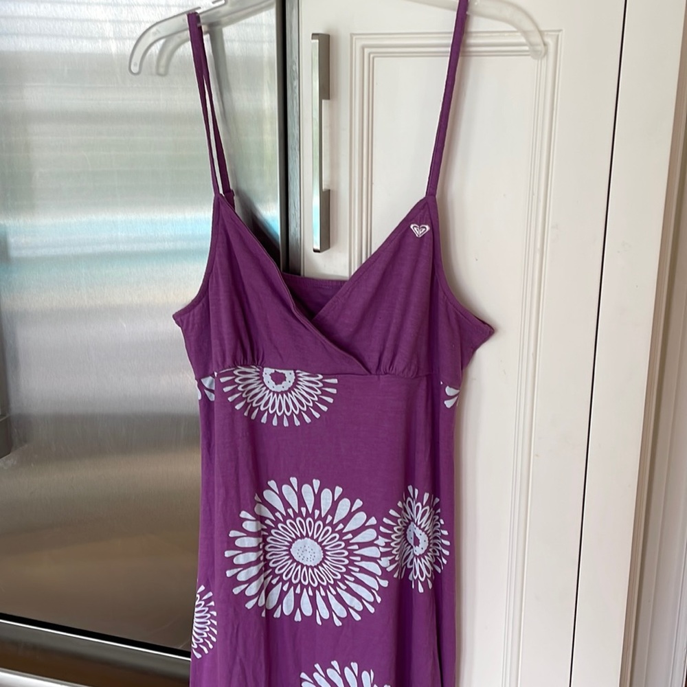 Purple with blue flowers, midi, sleeveless, sundress, size medium
